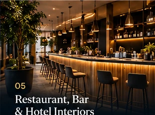Illustrative contemporary restaurant bar